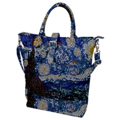 Mosaic Art Vincent Van Gogh Starry Night Buckle Top Tote Bag by Modalart