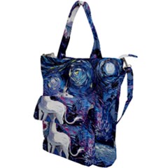 Unicorn Starry Night Print Van Gogh Shoulder Tote Bag by Modalart