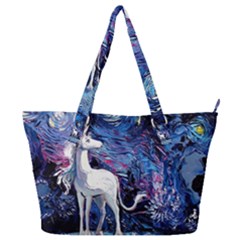 Unicorn Starry Night Print Van Gogh Full Print Shoulder Bag by Modalart