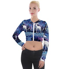 Unicorn Starry Night Print Van Gogh Long Sleeve Cropped Velvet Jacket by Modalart