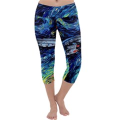 Star Ship Parody Art Starry Night Capri Yoga Leggings by Modalart