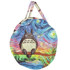 Totoro Starry Night Art Van Gogh Parody Giant Round Zipper Tote by Modalart
