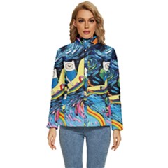 Adventure Time Art Starry Night Van Gogh Women s Puffer Bubble Jacket Coat by Modalart