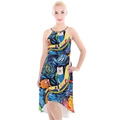 Adventure Time Art Starry Night Van Gogh High-low Halter Chiffon Dress  by Modalart