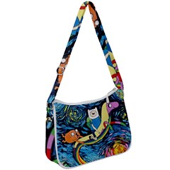 Adventure Time Art Starry Night Van Gogh Zip Up Shoulder Bag by Modalart