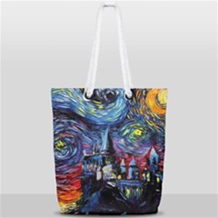 Castle Hogwarts Starry Night Print Van Gogh Parody Full Print Rope Handle Tote (small) by Modalart