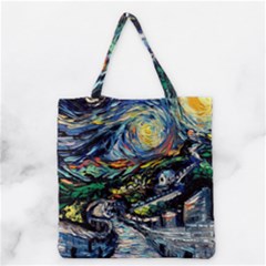 The Great Wall Nature Painting Starry Night Van Gogh Grocery Tote Bag by Modalart