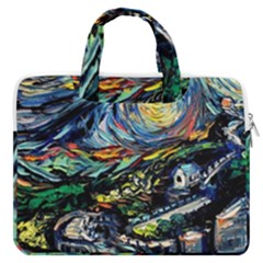 The Great Wall Nature Painting Starry Night Van Gogh Macbook Pro 13  Double Pocket Laptop Bag by Modalart