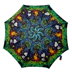 Dog Cartoon Starry Night Print Van Gogh Parody Hook Handle Umbrellas (medium) by Modalart