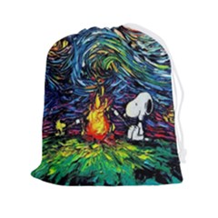 Dog Cartoon Starry Night Print Van Gogh Parody Drawstring Pouch (2xl) by Modalart
