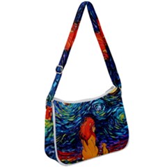 Lion Art Starry Night Van Gogh Zip Up Shoulder Bag by Modalart