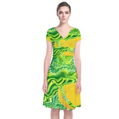 Zitro Abstract Sour Texture Food Short Sleeve Front Wrap Dress by Amaryn4rt