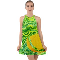 Zitro Abstract Sour Texture Food Halter Tie Back Chiffon Dress by Amaryn4rt