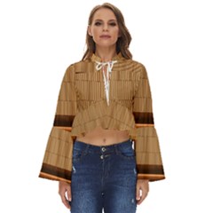 Architecture Art Boxes Brown Boho Long Bell Sleeve Top by Amaryn4rt