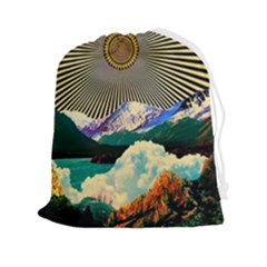Surreal Art Psychadelic Mountain Drawstring Pouch (2xl) by Modalart
