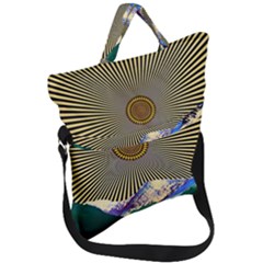 Surreal Art Psychadelic Mountain Fold Over Handle Tote Bag by Modalart