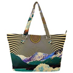 Surreal Art Psychadelic Mountain Full Print Shoulder Bag by Modalart