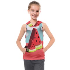 Watermelon Fruit Kids  Sleeveless Hoodie by Modalart