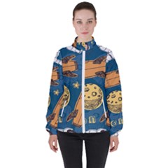 Missile Pattern Women s High Neck Windbreaker by Bedest