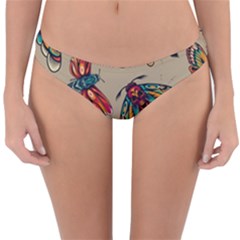 Tattoos Colorful Seamless Pattern Reversible Hipster Bikini Bottoms by Bedest