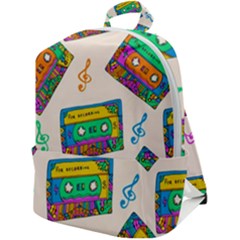 Seamless Pattern With Colorful Cassettes Hippie Style Doodle Musical Texture Wrapping Fabric Vector Zip Up Backpack by Bedest