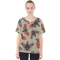 Tattoos Colorful Seamless Pattern V-Neck Dolman Drape Top View1