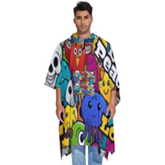 Graffiti Characters Seamless Pattern Men s Hooded Rain Ponchos by Bedest