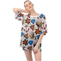 Full Color Flash Tattoo Patterns Oversized Chiffon Top View1