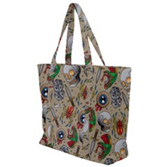 Tattoo Pattern Zip Up Canvas Bag by Bedest
