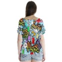 Graffiti Characters Seamless Patterns V-Neck Flutter Sleeve Top View2