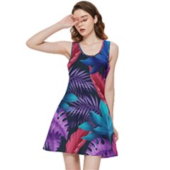 Background With Violet Blue Tropical Leaves Inside Out Racerback Dress by Bedest