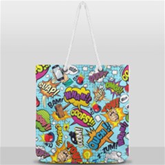 Comic Elements Colorful Seamless Pattern Full Print Rope Handle Tote (large) by Bedest