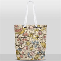 Seamless Pattern With Flower Bird Full Print Rope Handle Tote (small) by Bedest