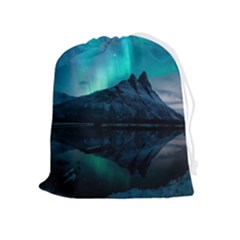 Aurora Borealis Mountain Reflection Drawstring Pouch (xl) by Pakjumat