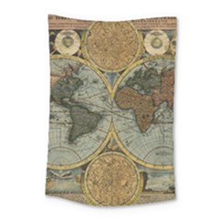 Vintage World Map Travel Geography Small Tapestry by Pakjumat