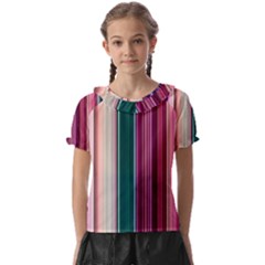 Vertical Line Color Lines Texture Kids  Frill Chiffon Blouse by Pakjumat