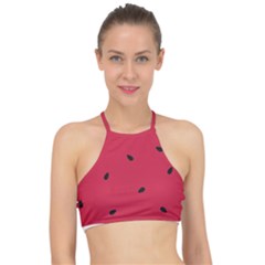 Minimalist Summer Watermelon Wallpaper Halter Bikini Top by Pakjumat