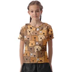 Cute Dog Seamless Pattern Background Kids  Frill Chiffon Blouse by Pakjumat