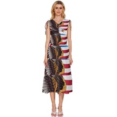 American Eagle Clip Art V-neck Drawstring Shoulder Sleeveless Maxi Dress by Maspions