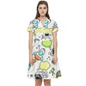 Sketch Cartoon Space Set Short Sleeve Waist Detail Dress View1