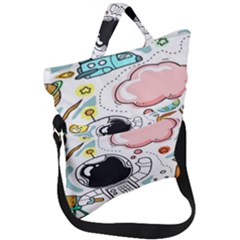 Sketch Cute Child Funny Fold Over Handle Tote Bag by Hannah976