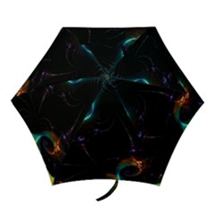 Fractal Transfer Metallic Black Mini Folding Umbrellas by Hannah976