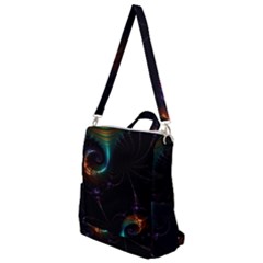 Fractal Transfer Metallic Black Crossbody Backpack by Hannah976