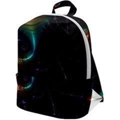 Fractal Transfer Metallic Black Zip Up Backpack by Hannah976