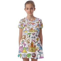 Baby Equipment Child Sketch Hand Kids  Short Sleeve Pinafore Style Dress by Hannah976