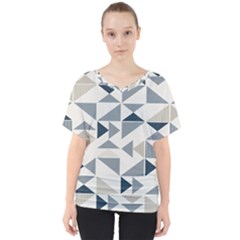 Geometric Triangle Modern Mosaic V-neck Dolman Drape Top by Hannah976