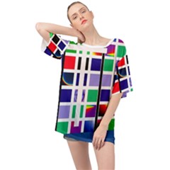 Color Graffiti Pattern Geometric Oversized Chiffon Top by Hannah976
