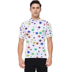 Star Random Background Scattered Men s Short Sleeve Rash Guard by Hannah976