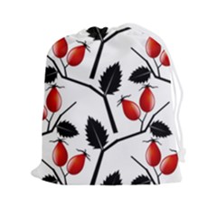Rose Hip Pattern Branches Autumn Drawstring Pouch (2xl) by Hannah976