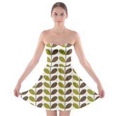 Leaf Plant Pattern Seamless Strapless Bra Top Dress by Hannah976